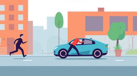 Explore a dynamic and visually engaging chase scene presented in a modern flat design aesthetic. This animation utilizes exag