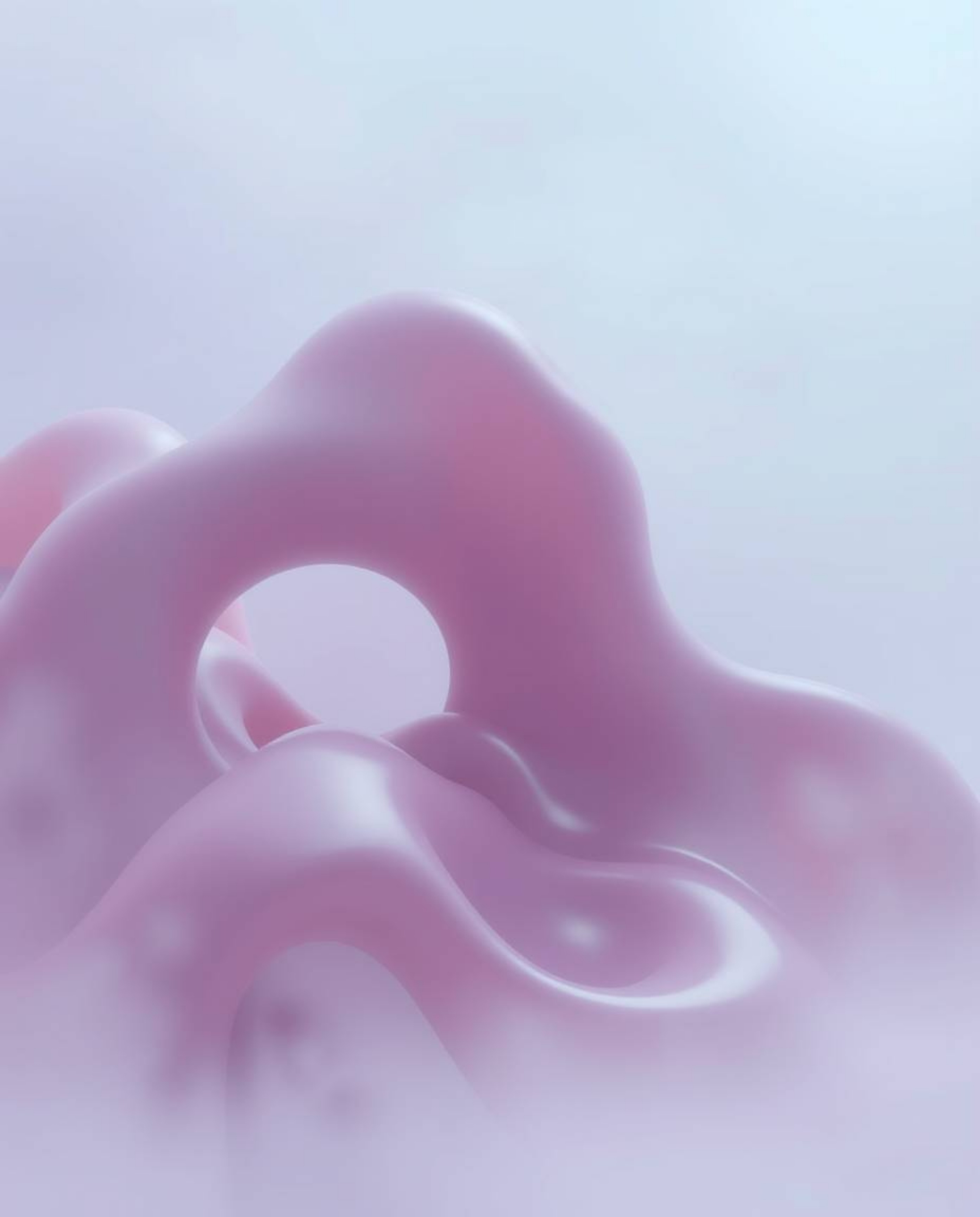 A hyperrealistic 3D rendering showcases smooth gradient transitions within fluid shapes, evoking the appearance of melted gla