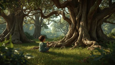 A high-resolution, visually stunning stock photo of a whimsical, introspective genius, reminiscent of Pixar characters, sitti