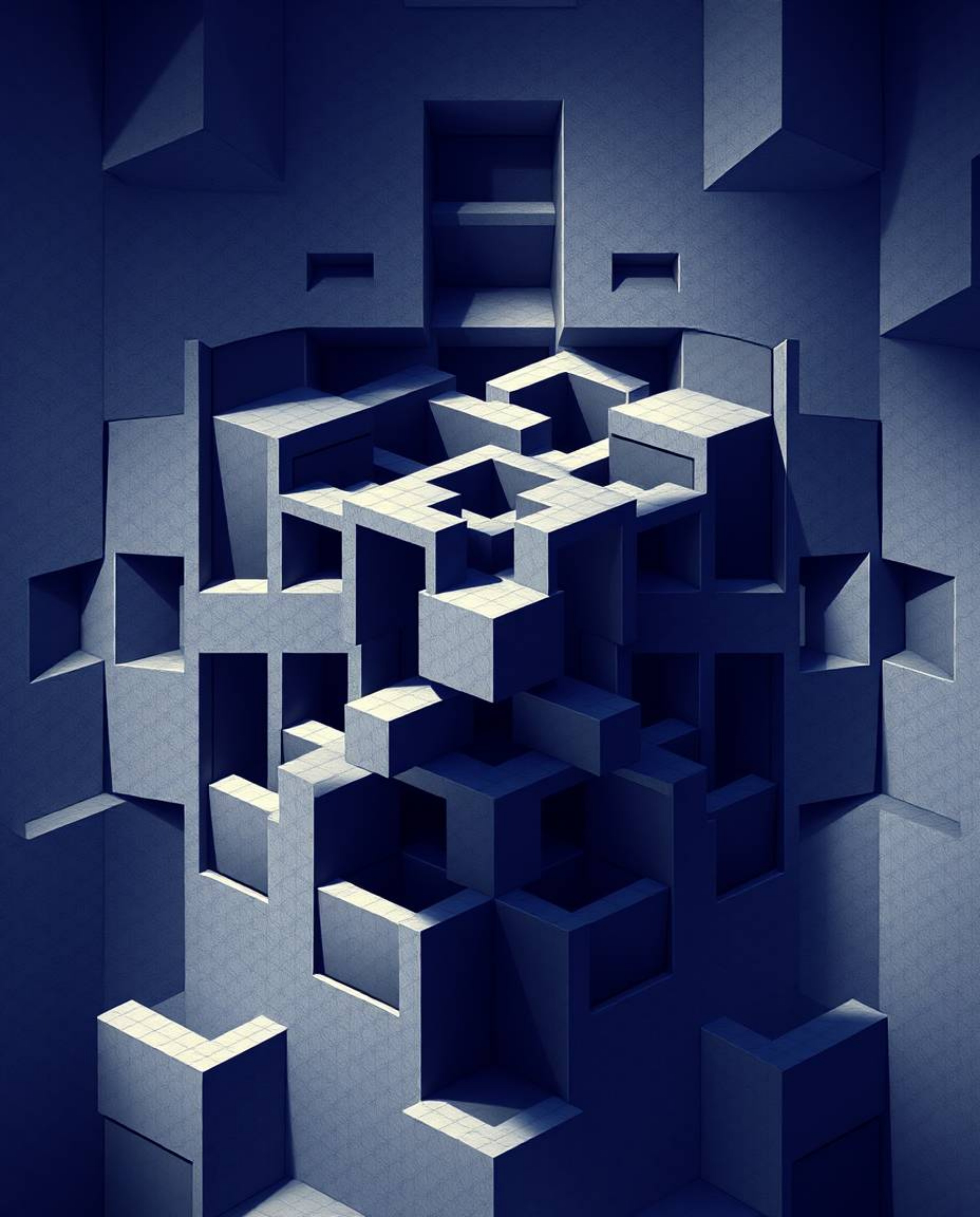 An captivating Isekai anime-style image showcases a mesmerizing repetitive cube pattern, rendered in the style of Escher's im