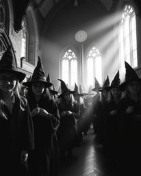 Explore a magical school brimming with young wizards, captured in stunning black and white photography. This collection prese