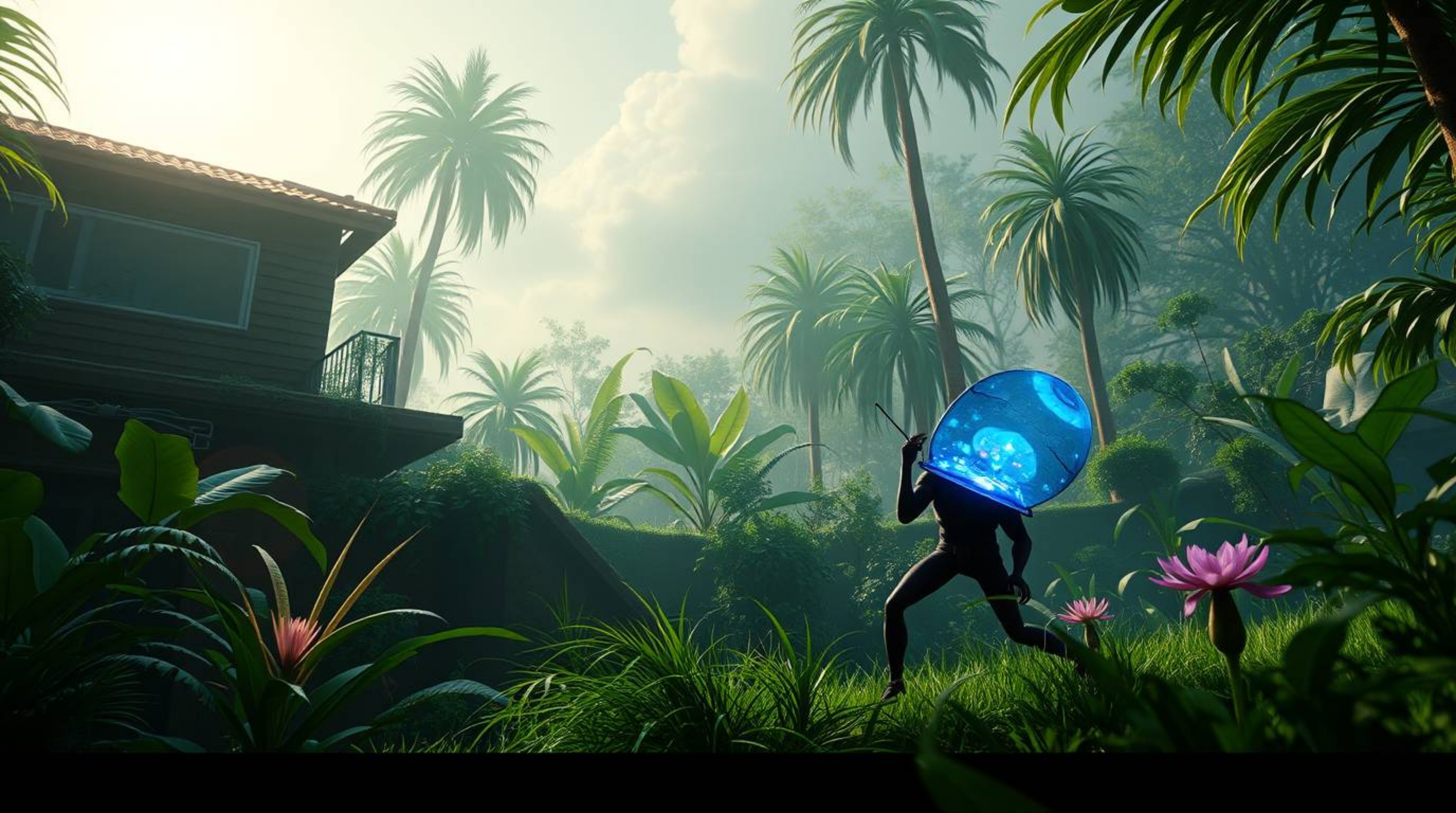 Embark on a breathtaking adventure with a bioluminescent bug-sized hero as they navigate a grand and epic backyard jungle. Wi