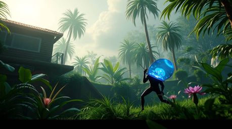 Embark on a breathtaking adventure with a bioluminescent bug-sized hero as they navigate a grand and epic backyard jungle. Wi