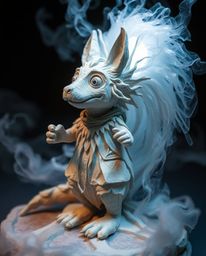 Explore a mystical world brought to life through a papier-mâché sculpture featuring textured layers and an ethereal spiritual