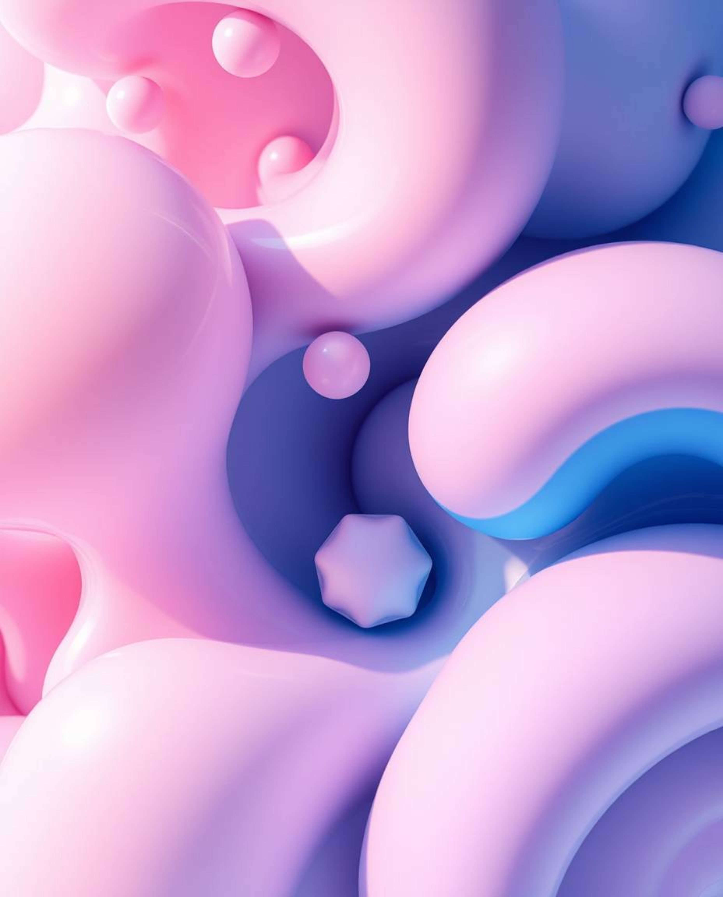 Explore mesmerizing Isekai anime-inspired 3D abstract liquid forms rendered in soft pastel colors and bathed in gentle lighti