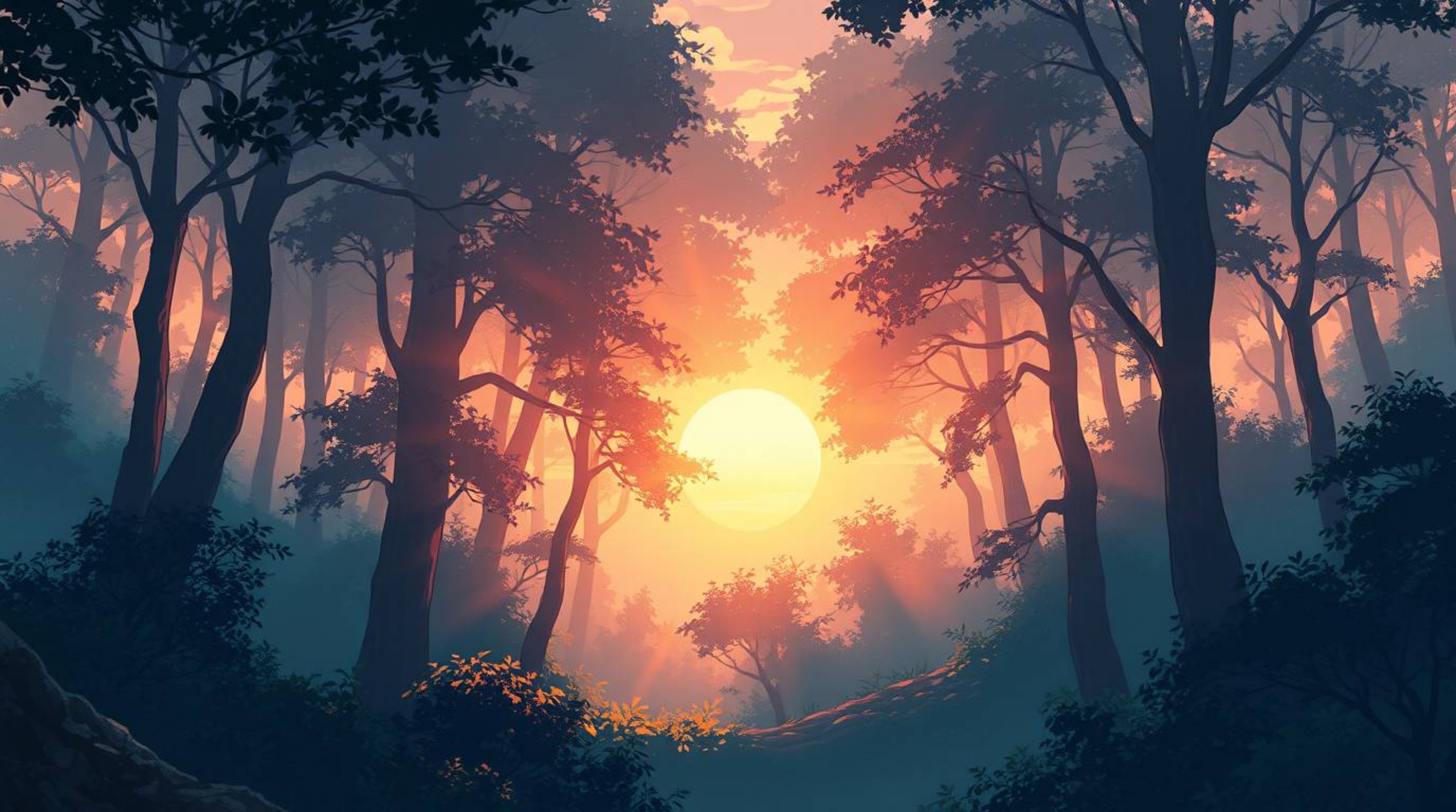 A captivating isekai anime-style illustration showcases a soft, dreamy atmosphere bathed in the iridescent hues of a sunset. 