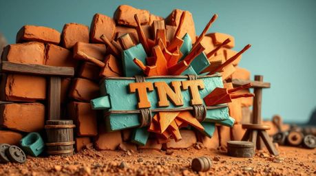 A classic exploding TNT gag, reimagined as a vibrant papier-mâché sculpture.  This piece captures the spirit of the Wild West