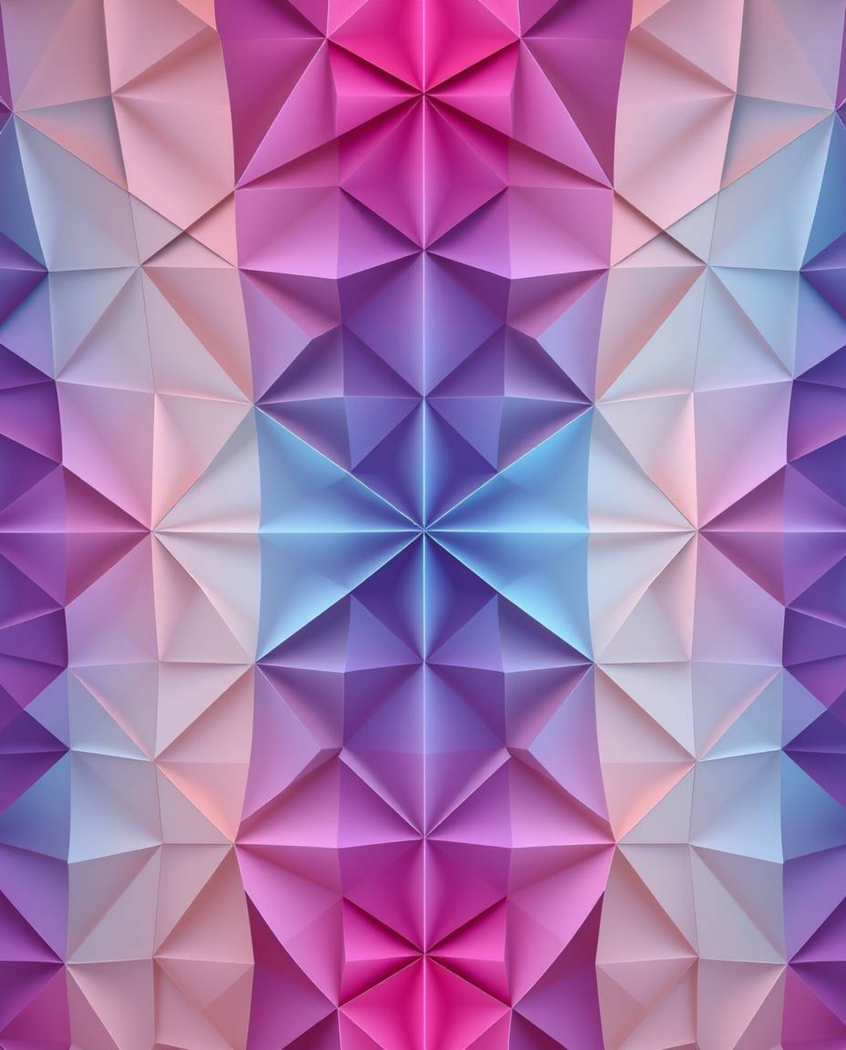 This high-angle, high-resolution stock photo features a captivating geometric pattern wallpaper adorned with soft pastel grad