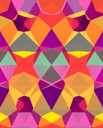 Explore a captivating seamless geometric pattern featuring hexagons and triangles, rendered in a striking neon color palette 