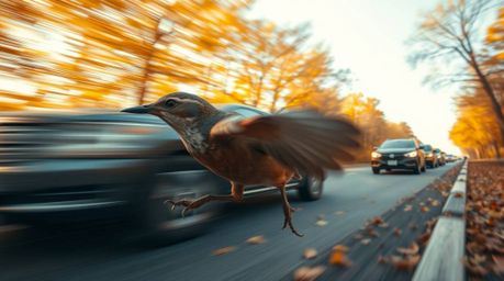 Experience the mesmerizing detail of extreme macro close-up photography, capturing the fleeting moment of a fast-running bird