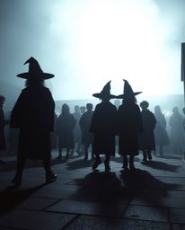 Imagine a breathtaking scene: young wizards silhouetted against the backdrop of a magical school, illuminated by an otherworl