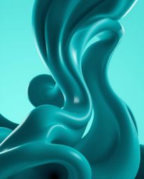Immerse yourself in a world of abstract 3D liquid forms rendered in rich, deep teal and soothing pastel colors. This minimali