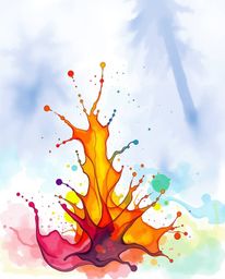 A captivating hand-drawn illustration in a colorful sketchnote style, showcasing ink in water forming vibrant splash shapes. 