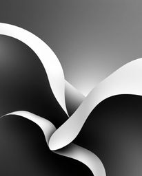 This black and white abstract image showcases a timeless elegance through refined shapes and graceful forms. The artwork inco
