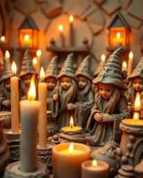Discover a magical school brimming with young wizards, bathed in the warm glow of candlelight.  Imagine sculptural clay art, 