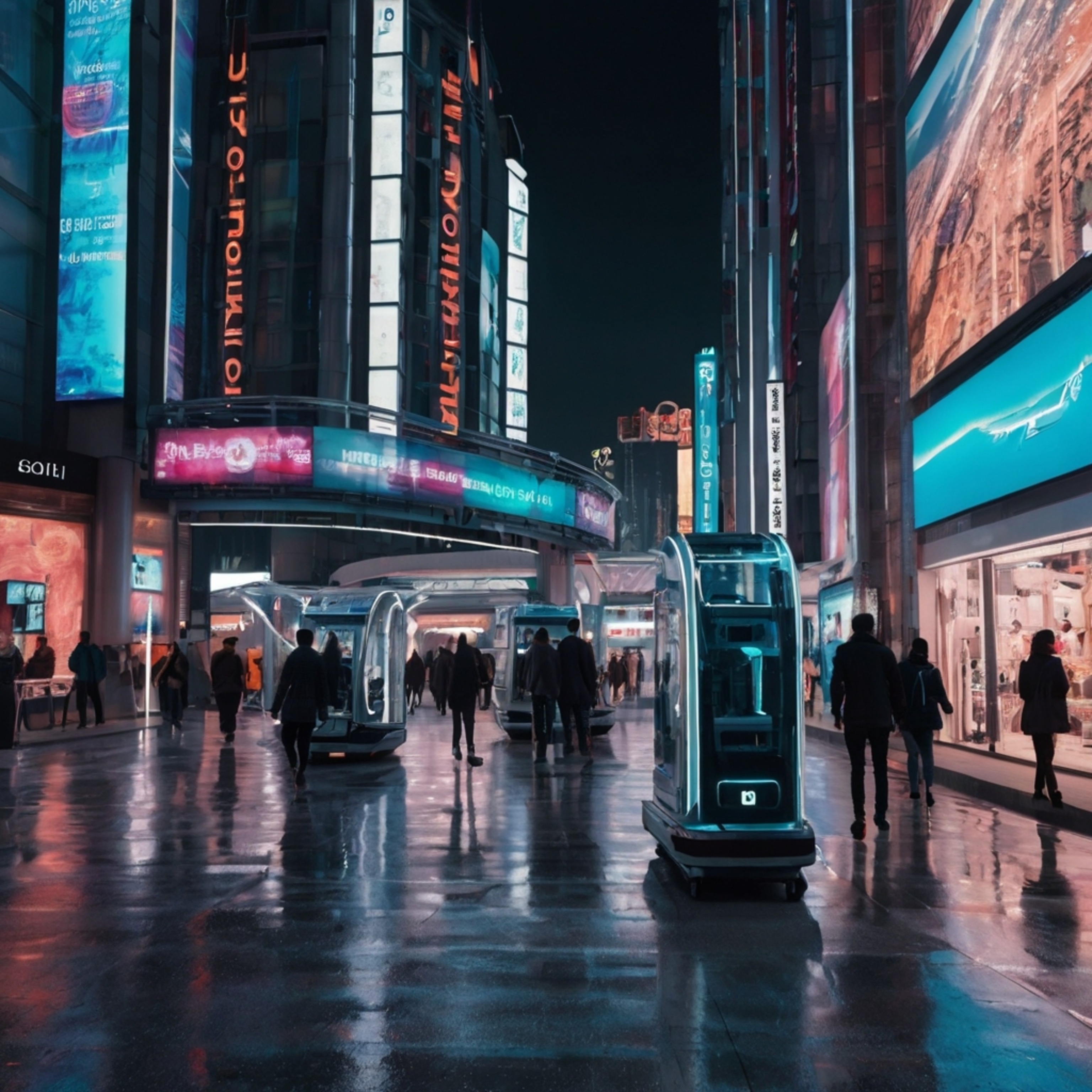 Step into the future of retail at this innovative shopping district, where digital billboards dazzle and transparent stores s