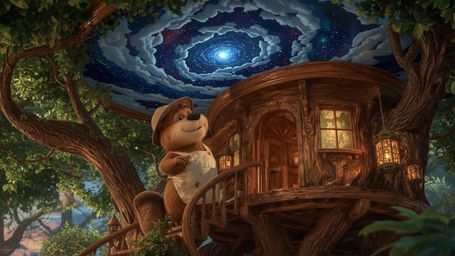 A highly detailed, high-resolution stock photo depicts a Pixar-inspired beaver, with a warm, golden fur tone and endearing fa
