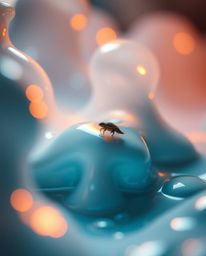 Discover breathtaking extreme macro close-ups of surreal 3D fluid shapes, resembling melted glass in a hyperrealistic sci-fi 