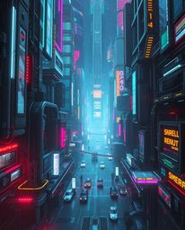 Explore a mesmerizing futuristic city trapped in glitch mode, brought to life as a sci-fi digital painting. Experience the st