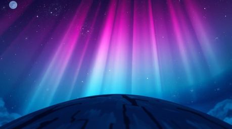 Explore the mesmerizing fusion of extreme close-up shots and Isekai anime aesthetics, highlighted by a gradient aurora boreal