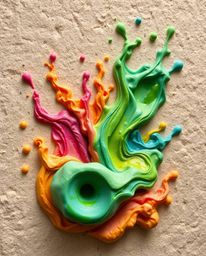A captivating macro photograph showcases sculptural, clay-like ink shapes in water.  The image features a textured, modeled a
