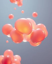 A captivating 3D render showcasing translucent, fluid organic blobs gracefully floating in the vast expanse of space. Gentle 