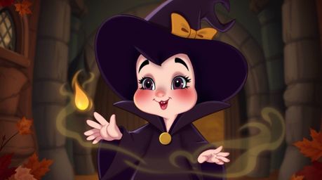 An adorable and charming take on a classic Disney villain, rendered with soft features and rosy cheeks, is depicted casting a