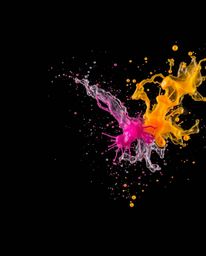 Explore the captivating world of intense jet black backgrounds brought to life with dynamic, colorful splashes frozen in moti