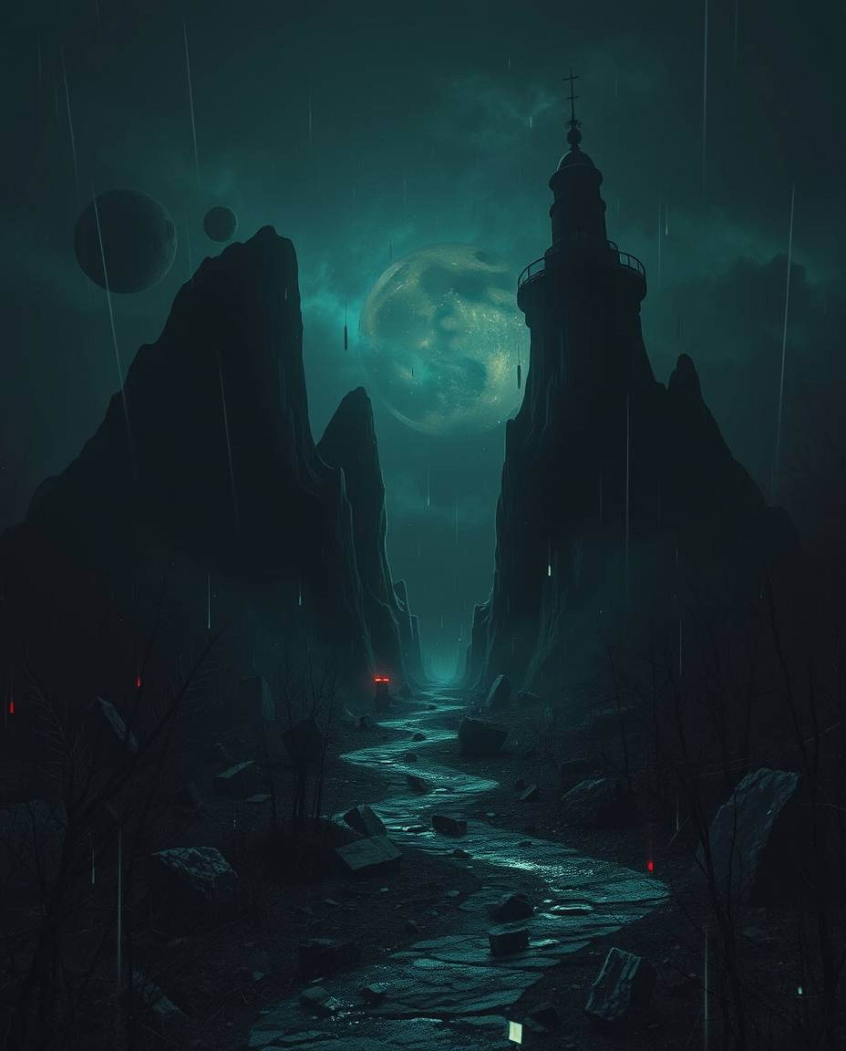 Immerse yourself in an eerie and creepy atmosphere with this digital glitch landscape, where the very fabric of reality seems