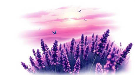 Immerse yourself in a soft, dreamy atmosphere with this traditional tattoo art print. Featuring lavender fields glowing under
