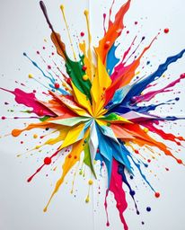 Experience a vibrant explosion of color and form in this high-detail abstract artwork.  Featuring a captivating interplay of 