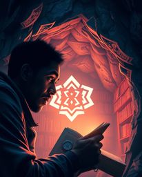 A captivating scene unfolds as a dark-skinned individual, their face etched with determination, unearths a secret underground