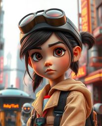 This is a collection of unusual and original fine art photographs depicting a young inventor girl with a determined expressio
