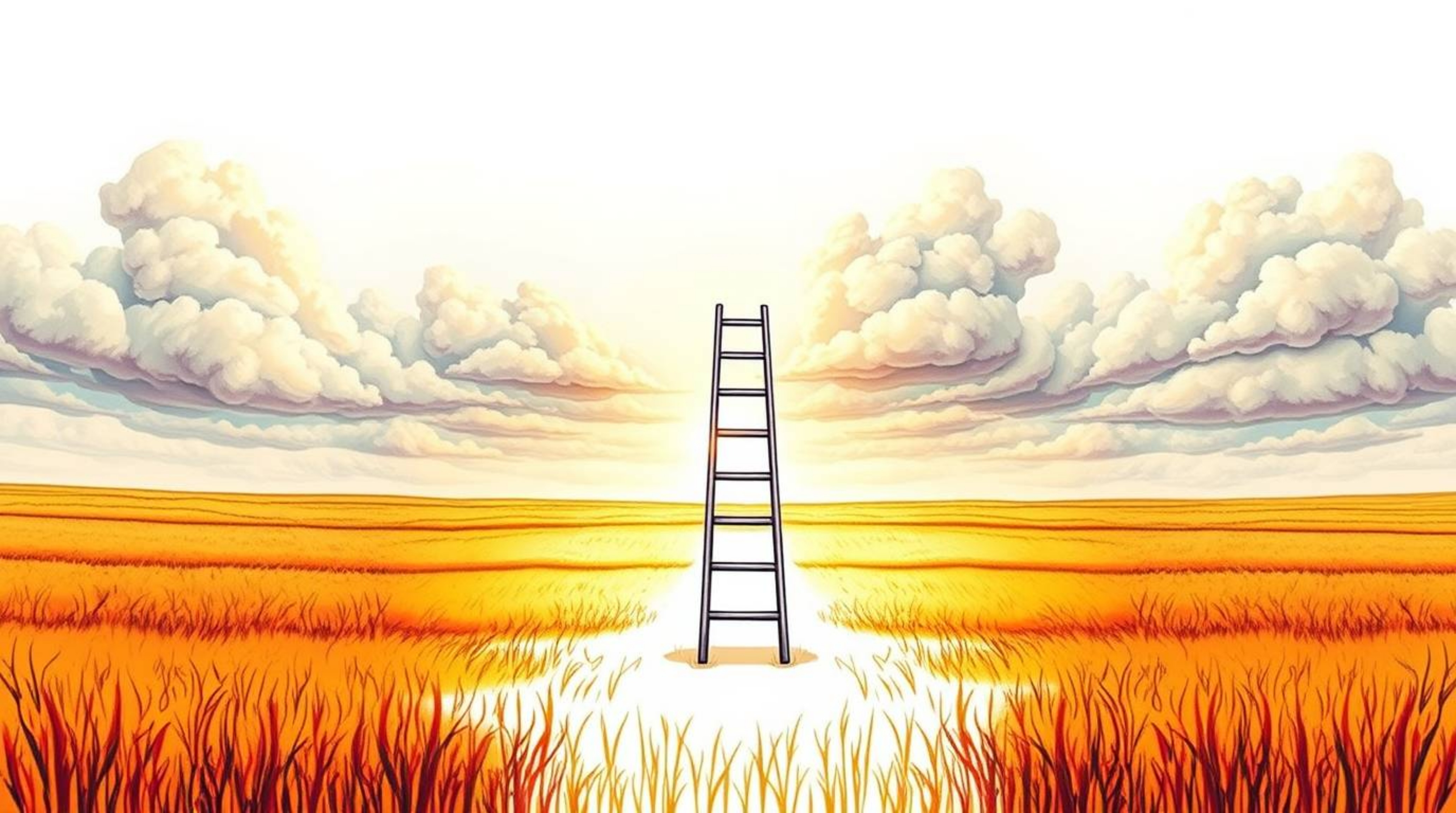 This collection features traditional tattoo art prints showcasing a minimalist scene: a silver ladder in an open field beneat
