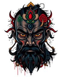 Discover stunning digital glitch art portraits, reminiscent of symbolic traditional tattoo art.  These prints feature intense