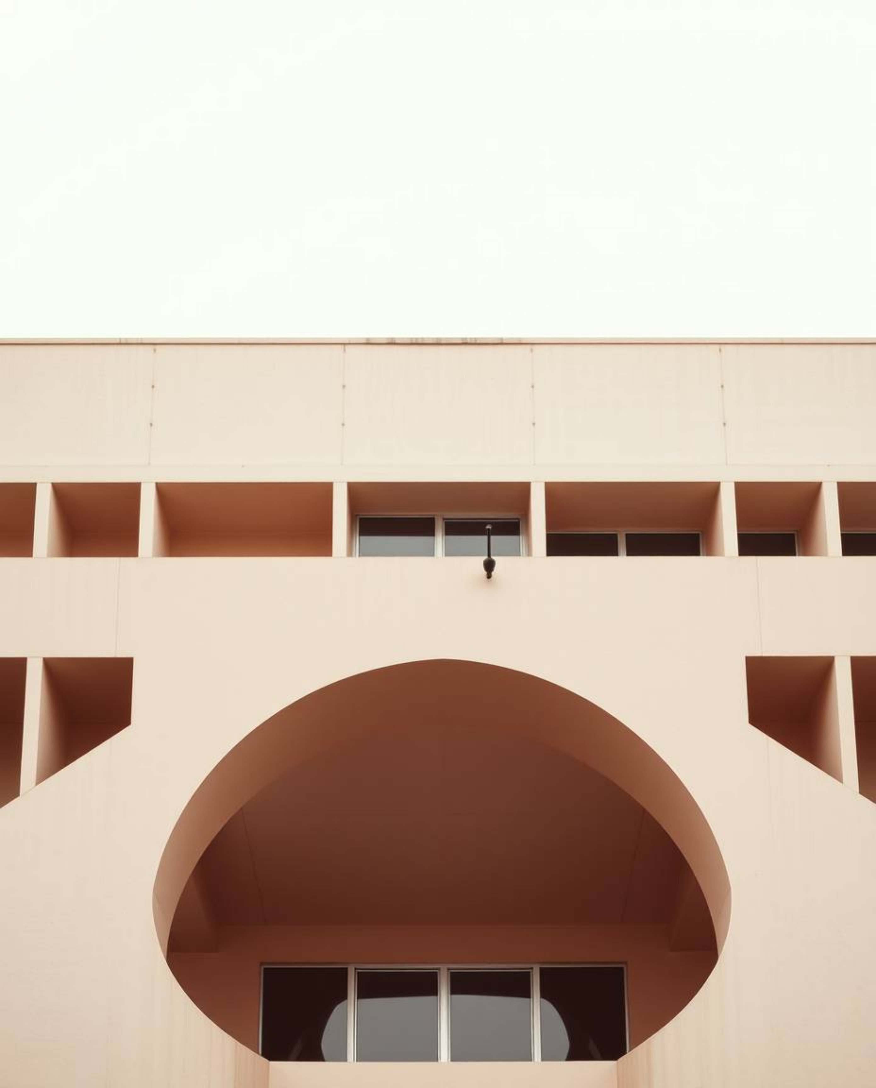 Explore stunning architectural color photography featuring a distinct Bauhaus-style Minimalist geometric pattern composed of