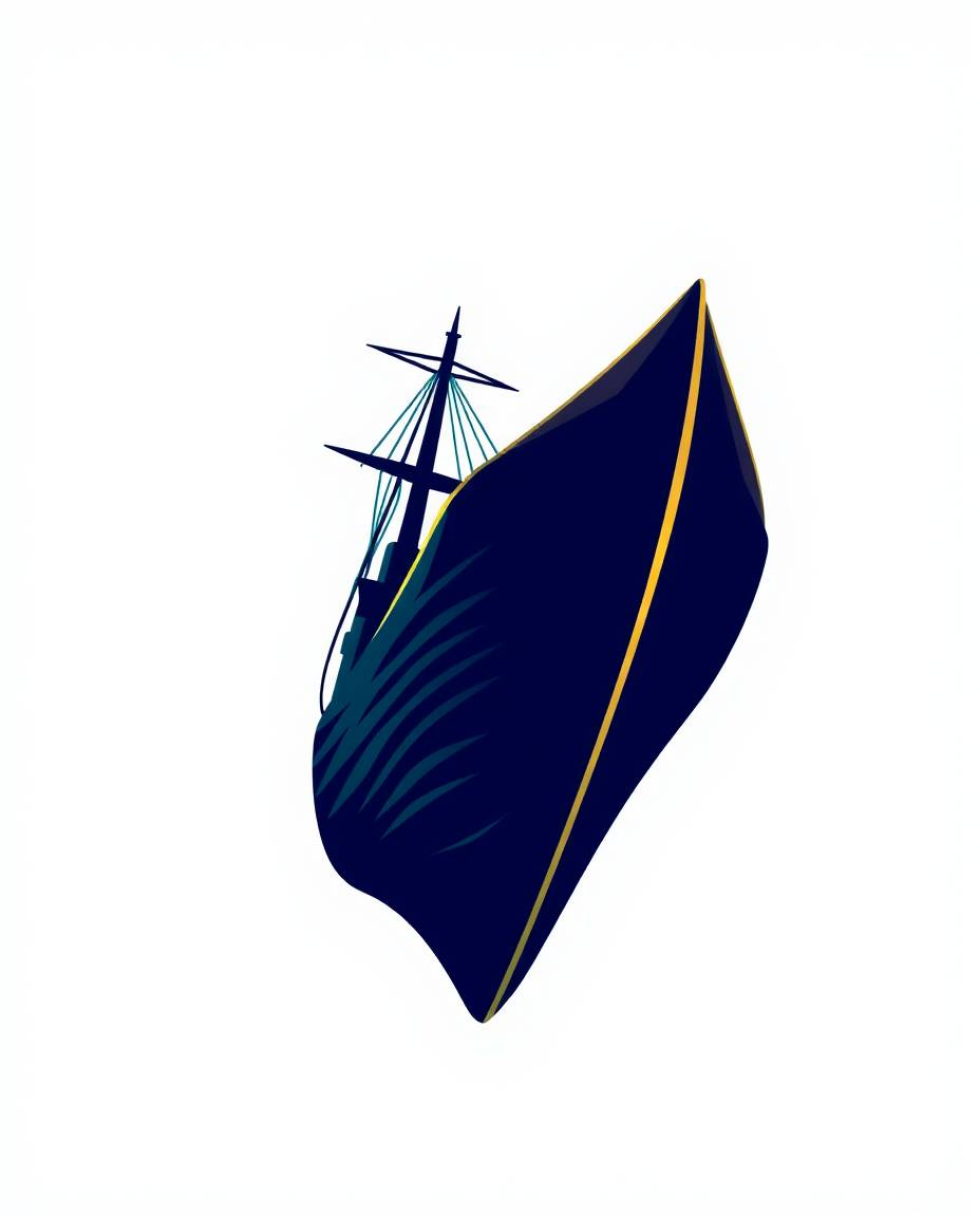 This captivating geometric logo design features a shipwreck illuminated deep underwater, rendered with clean lines and balanc