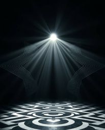 This striking black and white geometric pattern employs optical illusions to create a mesmerizing and ethereal experience. Th