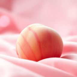 A captivating close-up ASMR image showcases a soft, blushing pink peach with a fuzzy texture and glistening condensation, del