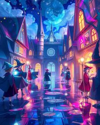 Dive into a vibrant Isekai anime depicting a magical school brimming with young wizards. Experience the expressive compositi