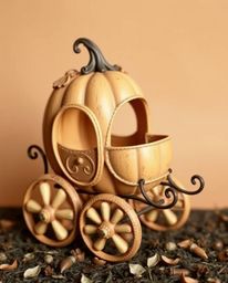 This charming and adorable pumpkin carriage, rendered in soothing natural earth tones of browns and beiges, offers a muted an