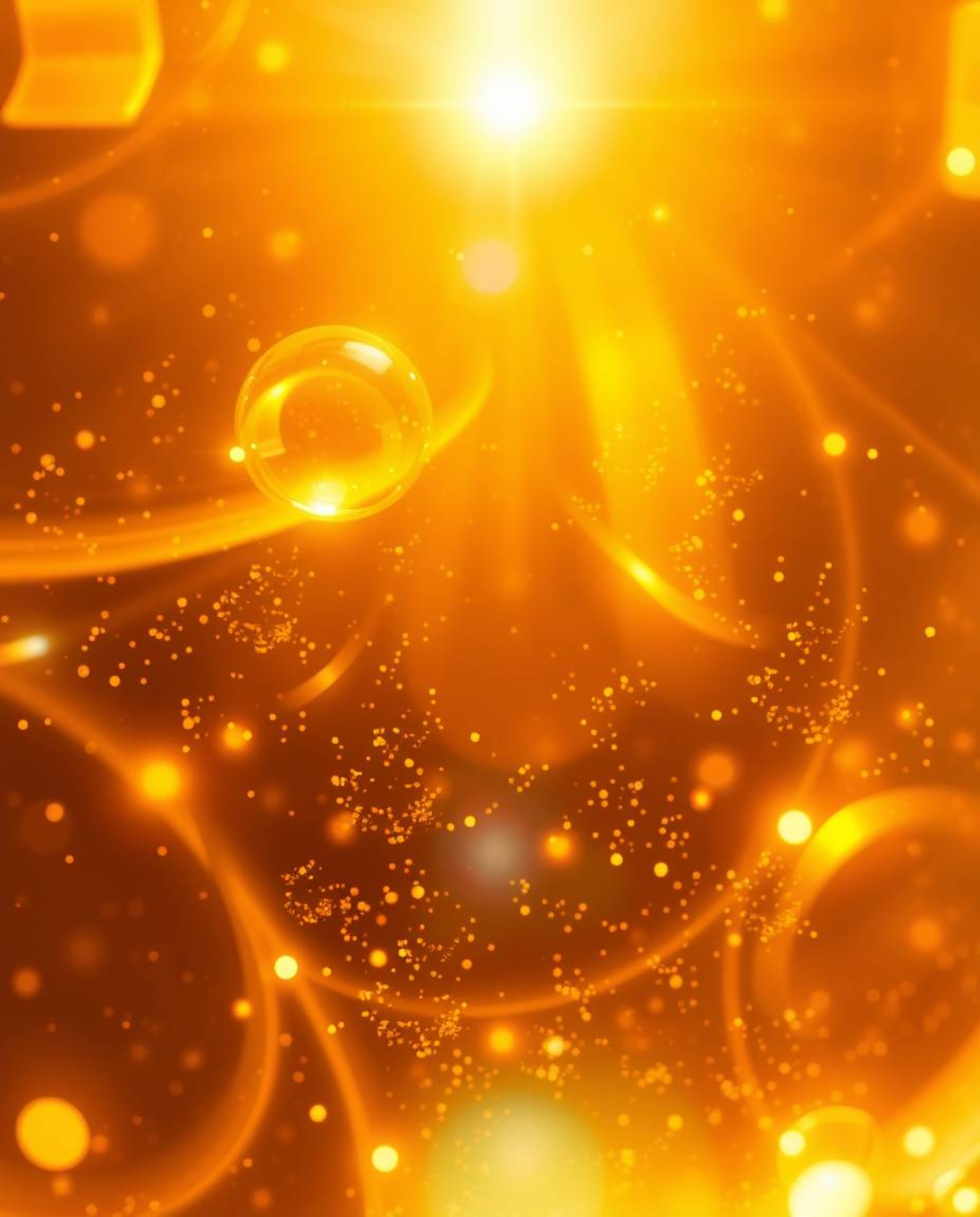 Explore captivating visuals featuring bright lens flares and a warm golden glow, showcasing glassy fluid 3D shapes in motion 