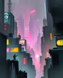 A captivating digital sketch depicts a futuristic city engulfed in a glitch-mode aesthetic. Flickering lights, broken hologra