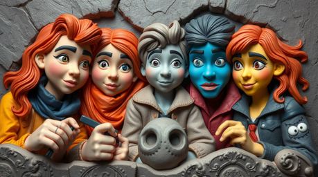 A group of diverse teens with unique facial features unravels mysteries within a haunted mansion.  Their investigation is enh
