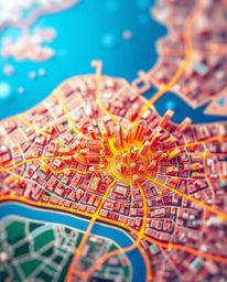 Download this stunning high-resolution stock photo of an abstract city map.  The image features a captivating composition of 