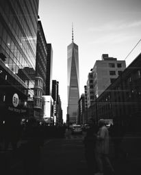 Explore the chaotic beauty of a timeless black and white urban landscape disrupted by digital glitches, captured through the 
