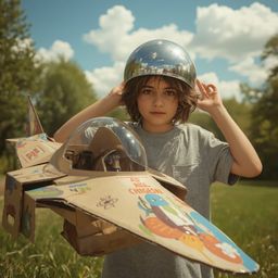 An exquisite high-fashion photograph captures a young boy's boundless imagination as he embarks on an extraordinary adventure