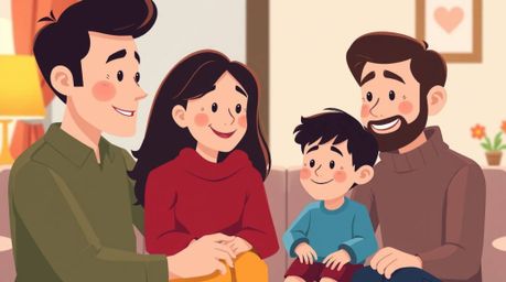 Experience the warmth and joy of a heartfelt Pixar-style family reunion captured in a modern flat design close-up. This artwo