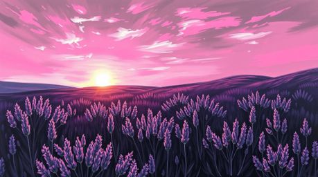 Immerse yourself in the beauty of a classic black and white bold acrylic painting depicting lavender fields bathed in the eth