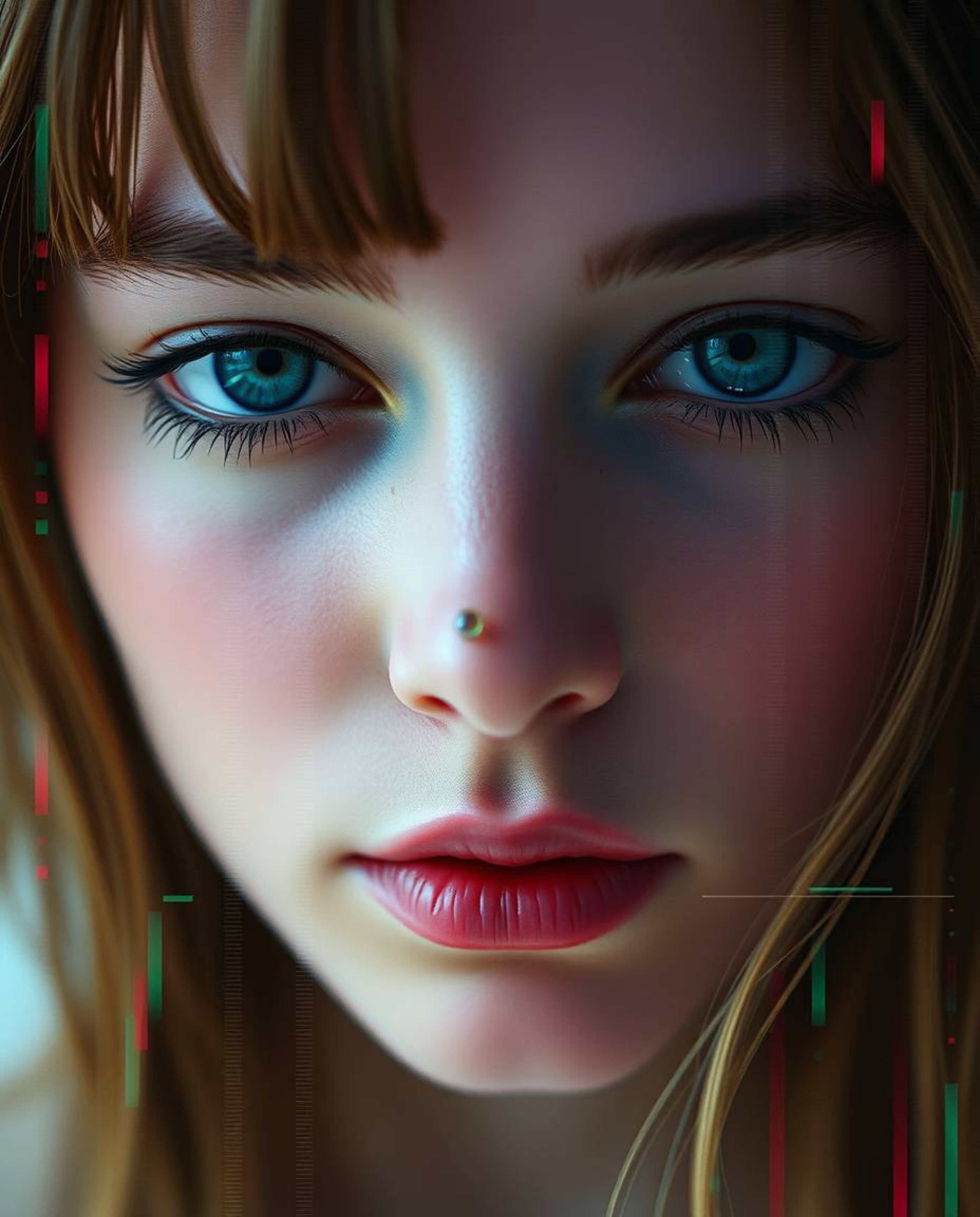 Explore the captivating world of digital glitch art with this stunning portrait series.  Each image showcases a unique blend 